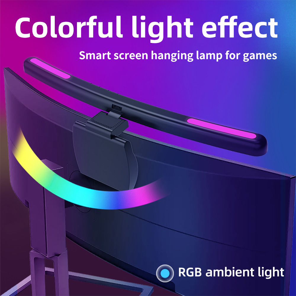 Pc Gaming Pink - ไฟแขวนหน้าจอแบบหรี่แสงได้แบบ USB ไฟติดหน้าจอโค้ง แถบไฟ RGB สร้างบรรยากาศ